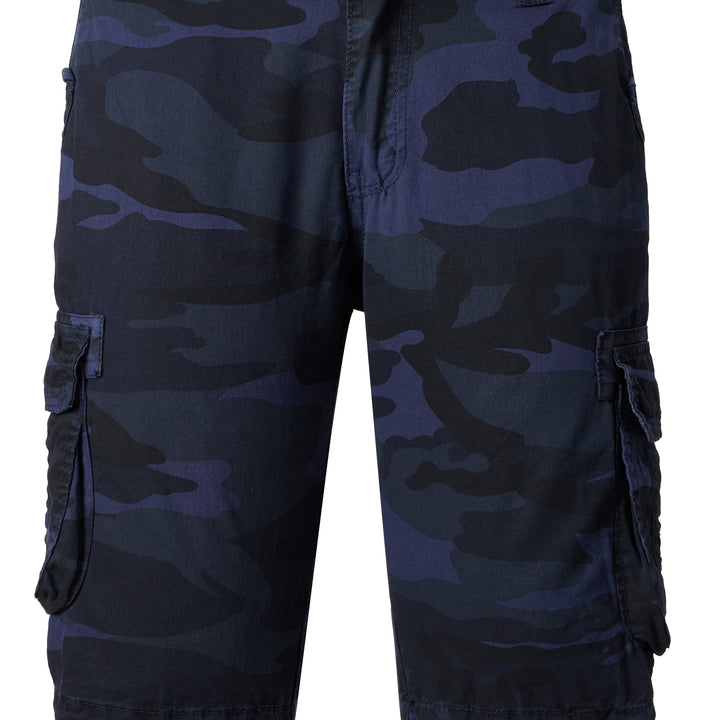 Men's Casual Camouflage Pattern Cargo Shorts, Chic Cotton Outdoor Shorts For Summer Hiking, Bermuda Shorts