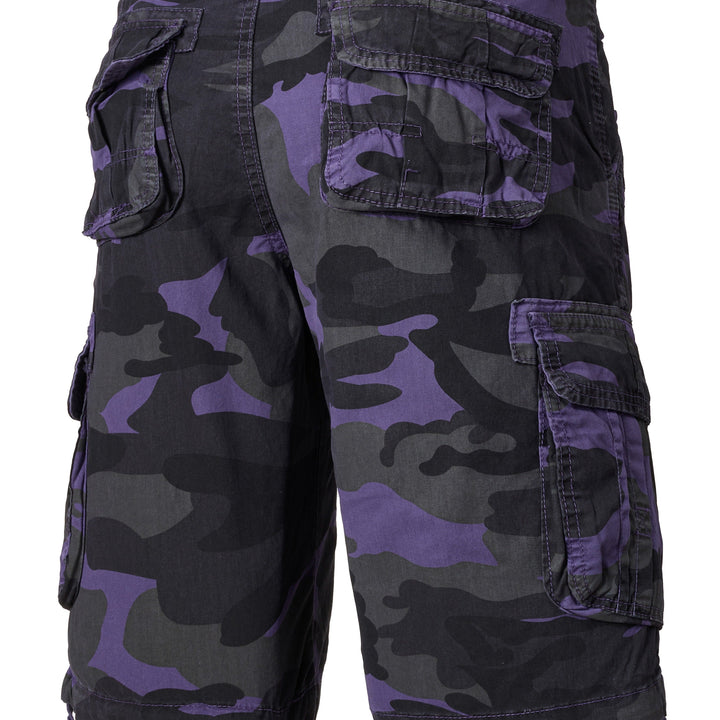 Men's Casual Camouflage Pattern Cargo Shorts, Chic Cotton Outdoor Shorts For Summer Hiking, Bermuda Shorts