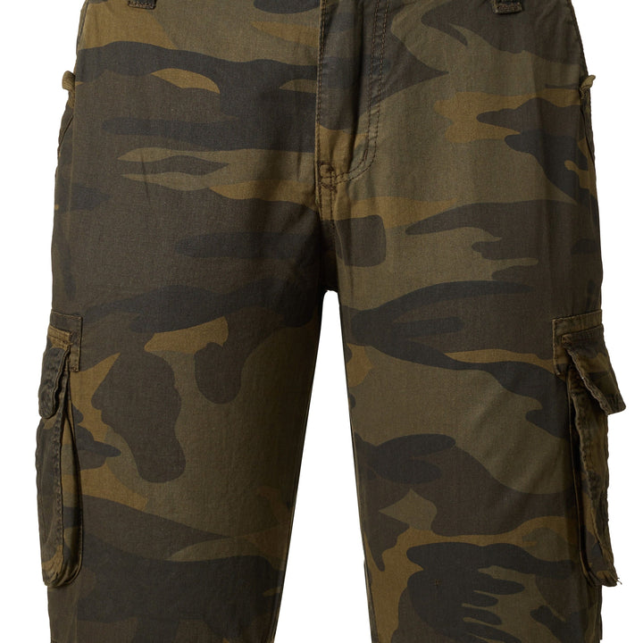 Men's Casual Camouflage Pattern Cargo Shorts, Chic Cotton Outdoor Shorts For Summer Hiking, Bermuda Shorts