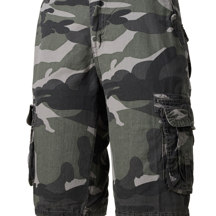 Men's Casual Camouflage Pattern Cargo Shorts, Chic Cotton Outdoor Shorts For Summer Hiking, Bermuda Shorts