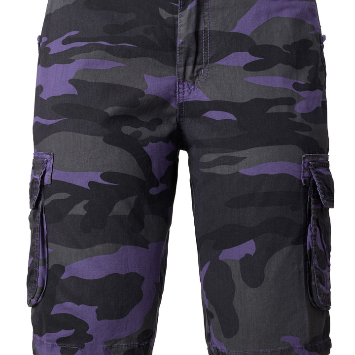Men's Casual Camouflage Pattern Cargo Shorts, Chic Cotton Outdoor Shorts For Summer Hiking, Bermuda Shorts
