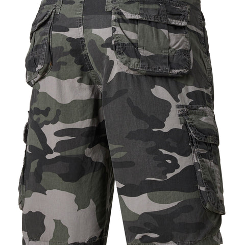 Men's Casual Camouflage Pattern Cargo Shorts, Chic Cotton Outdoor Shorts For Summer Hiking, Bermuda Shorts
