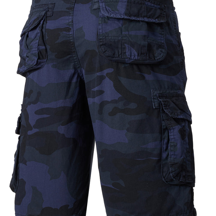 Men's Casual Camouflage Pattern Cargo Shorts, Chic Cotton Outdoor Shorts For Summer Hiking, Bermuda Shorts
