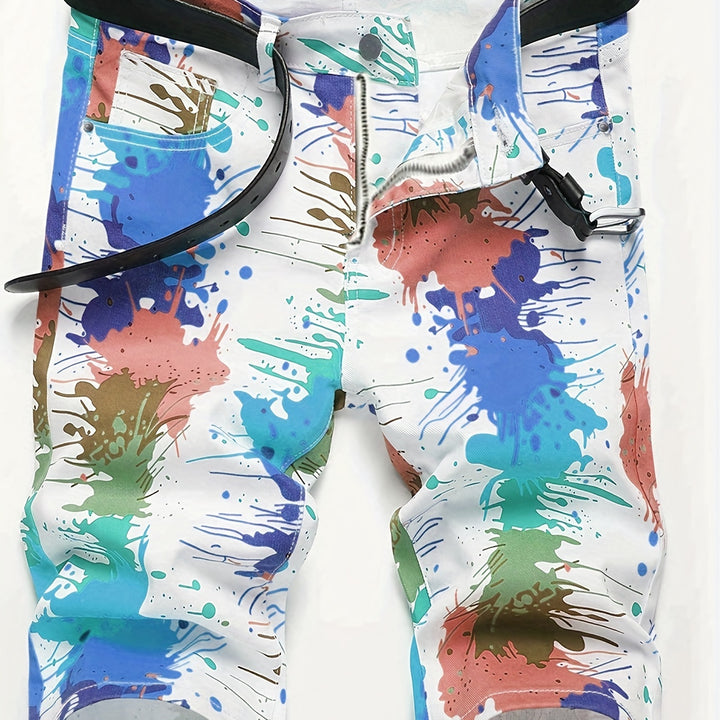 Mens Stylish Zipper Denim Jorts - Soft Cotton Blend with Vibrant Prints & Pockets - Trendy Bermuda Fashion Shorts