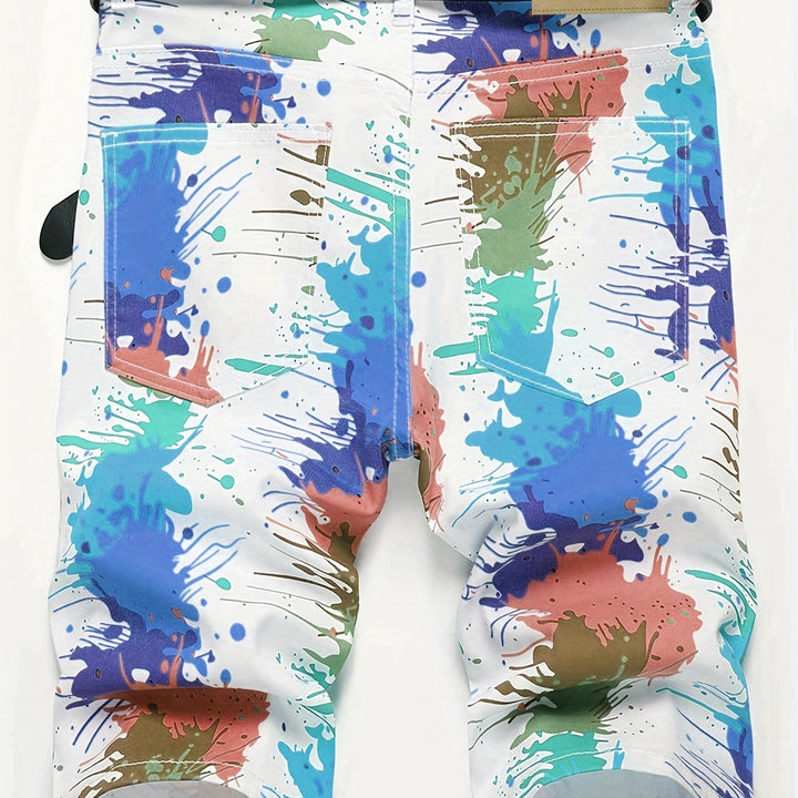 Mens Stylish Zipper Denim Jorts - Soft Cotton Blend with Vibrant Prints & Pockets - Trendy Bermuda Fashion Shorts