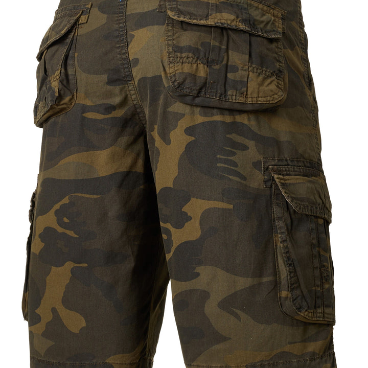 Men's Casual Camouflage Pattern Cargo Shorts, Chic Cotton Outdoor Shorts For Summer Hiking, Bermuda Shorts