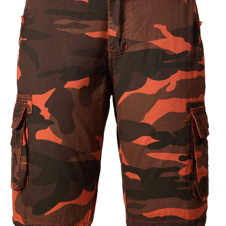 Men's Casual Camouflage Pattern Cargo Shorts, Chic Cotton Outdoor Shorts For Summer Hiking, Bermuda Shorts