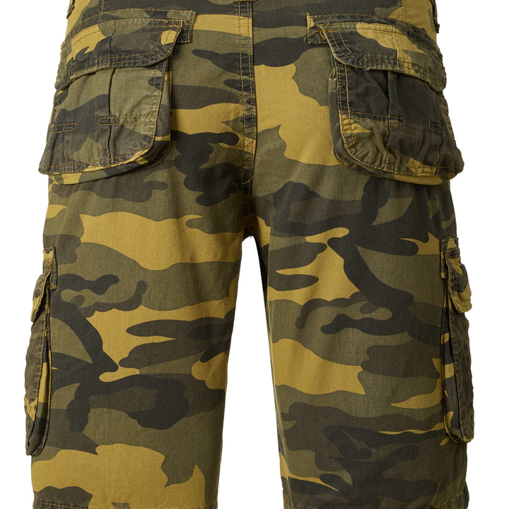Men's Casual Camouflage Pattern Cargo Shorts, Chic Cotton Outdoor Shorts For Summer Hiking, Bermuda Shorts