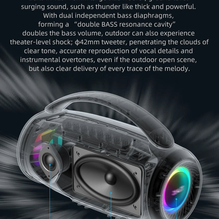 Zealot P12 Speaker 60W Portable Bluetooth Speaker with IPX6 Waterproof, Comfortable handle,Controllable lighting,TWS,AUX