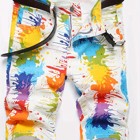 Mens Stylish Zipper Denim Jorts - Soft Cotton Blend with Vibrant Prints & Pockets - Trendy Bermuda Fashion Shorts