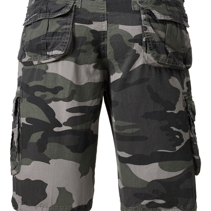 Men's Casual Camouflage Pattern Cargo Shorts, Chic Cotton Outdoor Shorts For Summer Hiking, Bermuda Shorts
