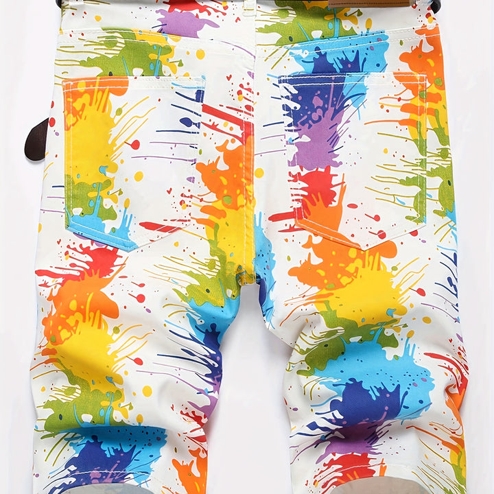 Mens Stylish Zipper Denim Jorts - Soft Cotton Blend with Vibrant Prints & Pockets - Trendy Bermuda Fashion Shorts