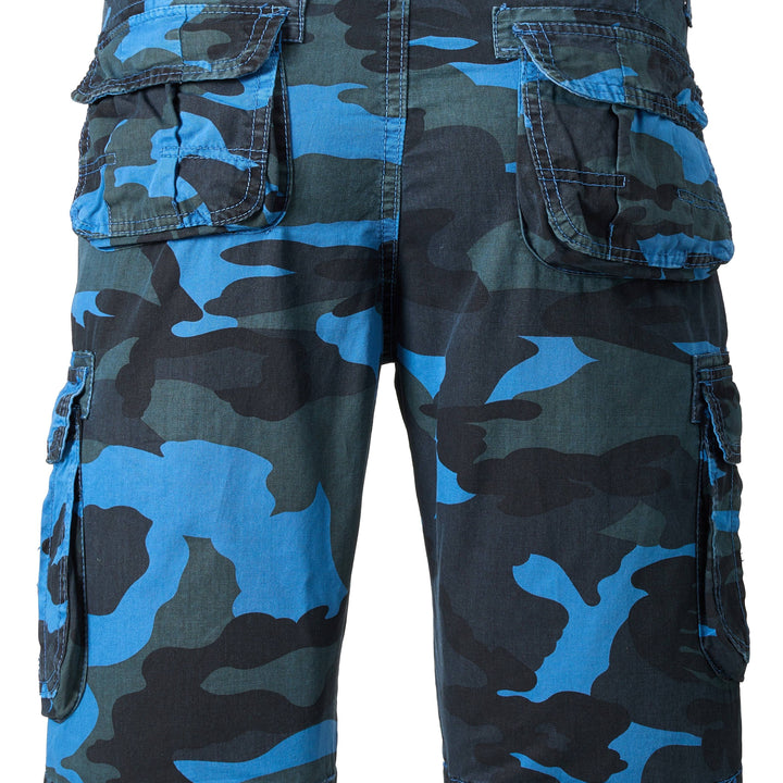 Men's Casual Camouflage Pattern Cargo Shorts, Chic Cotton Outdoor Shorts For Summer Hiking, Bermuda Shorts