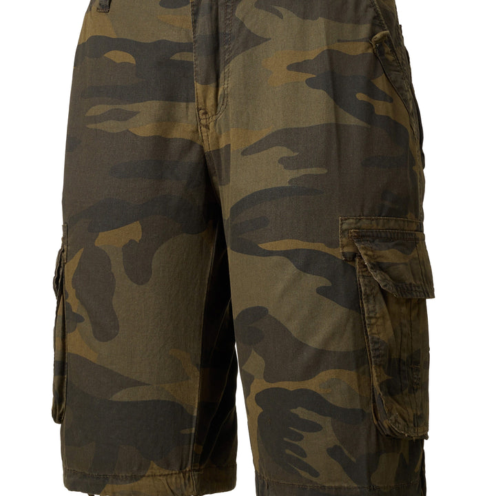 Men's Casual Camouflage Pattern Cargo Shorts, Chic Cotton Outdoor Shorts For Summer Hiking, Bermuda Shorts