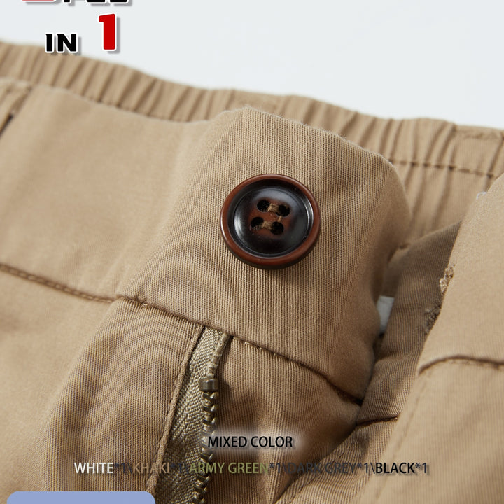 5 Pcs Comfy Solid Color Bermuda Shorts for Men with Elastic Waistband, Breathable Cotton for Golf & Daily Outerwear
