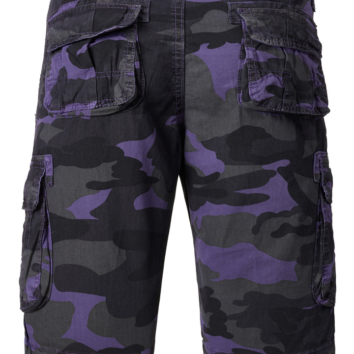 Men's Casual Camouflage Pattern Cargo Shorts, Chic Cotton Outdoor Shorts For Summer Hiking, Bermuda Shorts