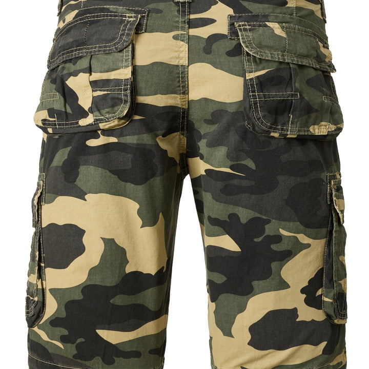 Men's Casual Camouflage Pattern Cargo Shorts, Chic Cotton Outdoor Shorts For Summer Hiking, Bermuda Shorts