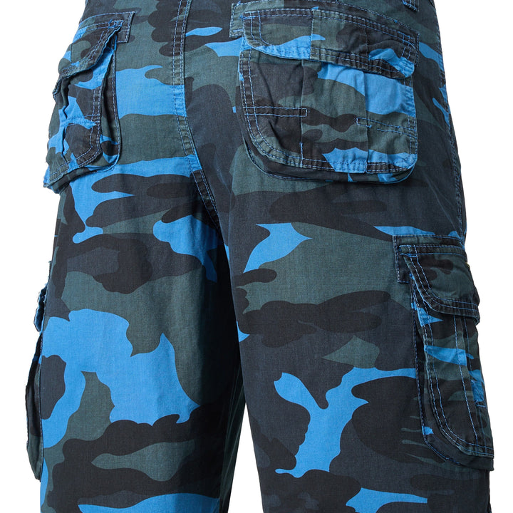 Men's Casual Camouflage Pattern Cargo Shorts, Chic Cotton Outdoor Shorts For Summer Hiking, Bermuda Shorts