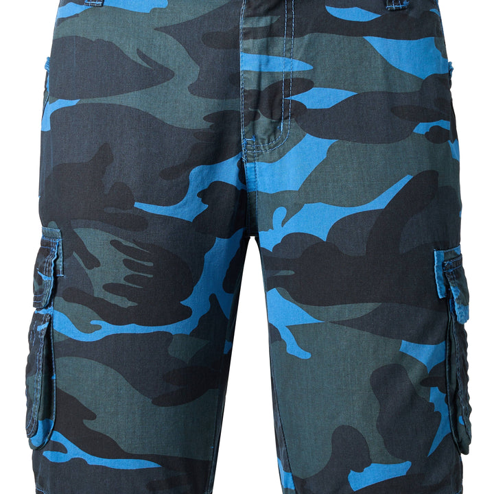 Men's Casual Camouflage Pattern Cargo Shorts, Chic Cotton Outdoor Shorts For Summer Hiking, Bermuda Shorts